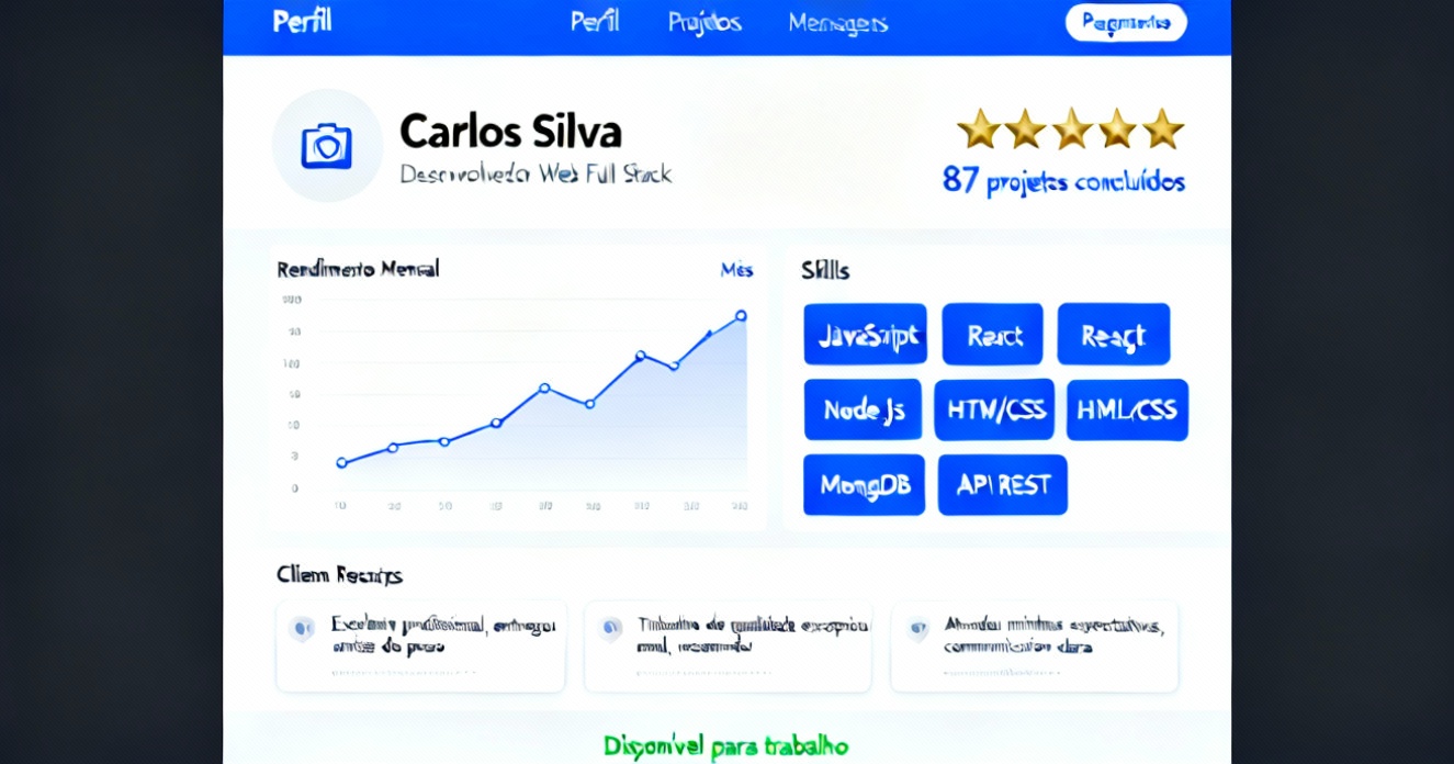 perfil freelancer bem sucedido plataforma workana ganhos renda extra avaliações positivas